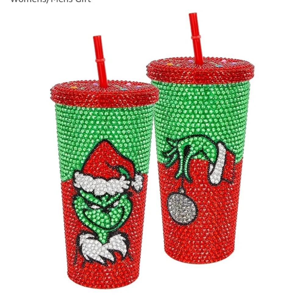 Bling Rhinestone Christmas Tumbler Gift, 20oz Stainless Steel Insulated Tumbler